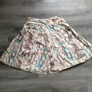 Coldwater Creek Silk Cotton Blend A-Line Skirt Size PXL Beige Brown Turquoise